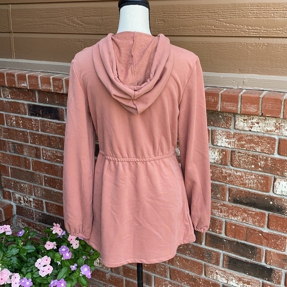 Solitaire Pink Floral Embroidered Hooded Cinched Jacket Women's Size Small - Picture 7 of 9